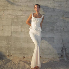 Elegant Beautiful Long Matching Mermaid Skirt 2 Piece Dress Set