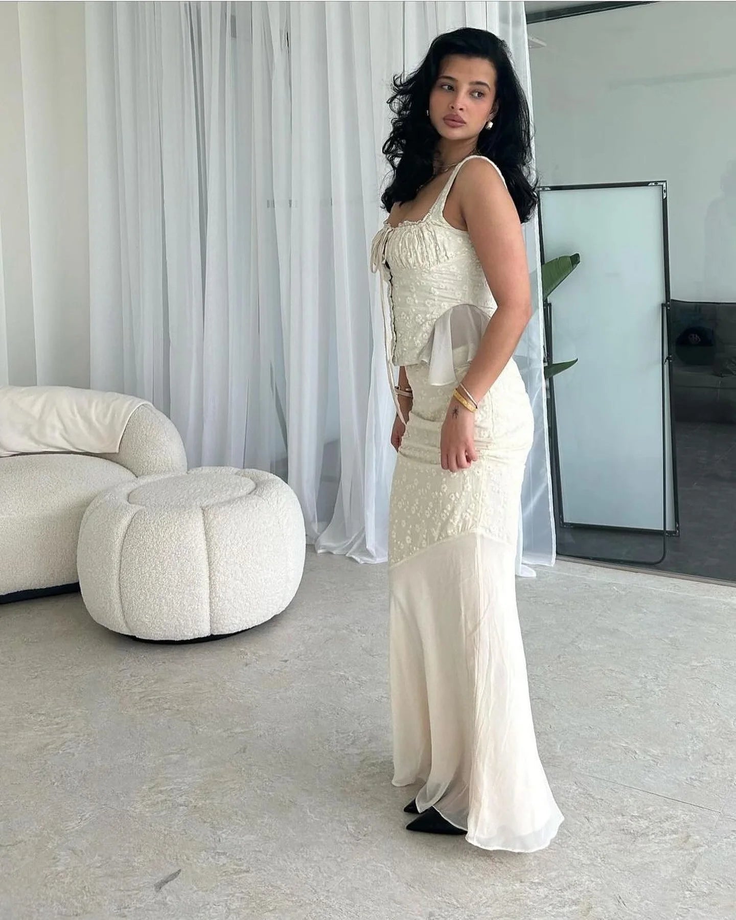 Elegant Beautiful Long Matching Mermaid Skirt 2 Piece Dress Set