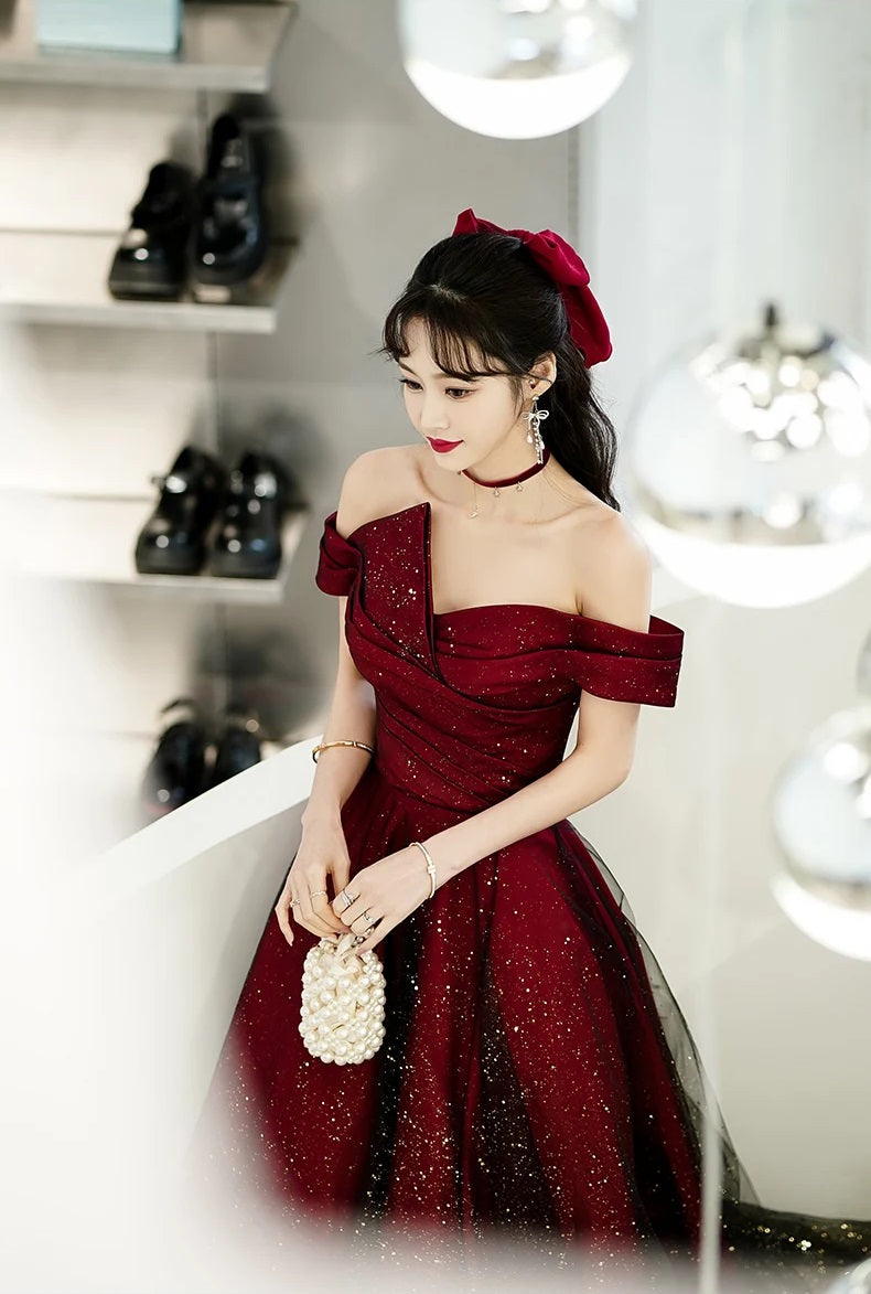Elegant Boat Neck Evening Host Birthday Wedding Party Prom Dresses