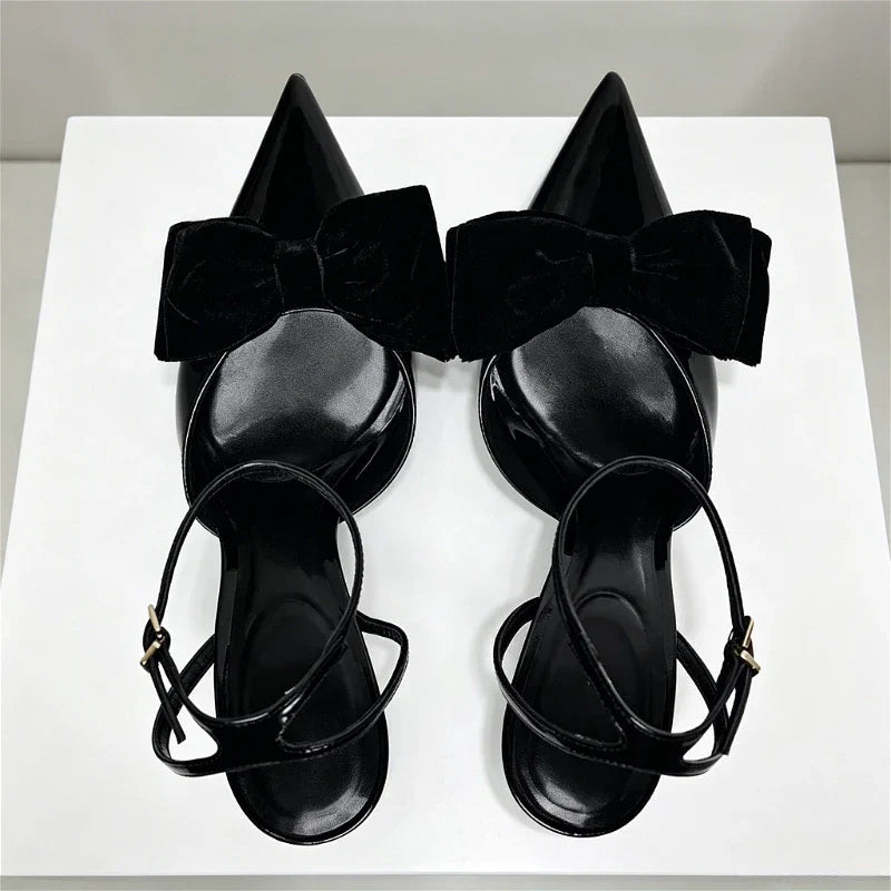 Elegant Bow Designer Black High Heel