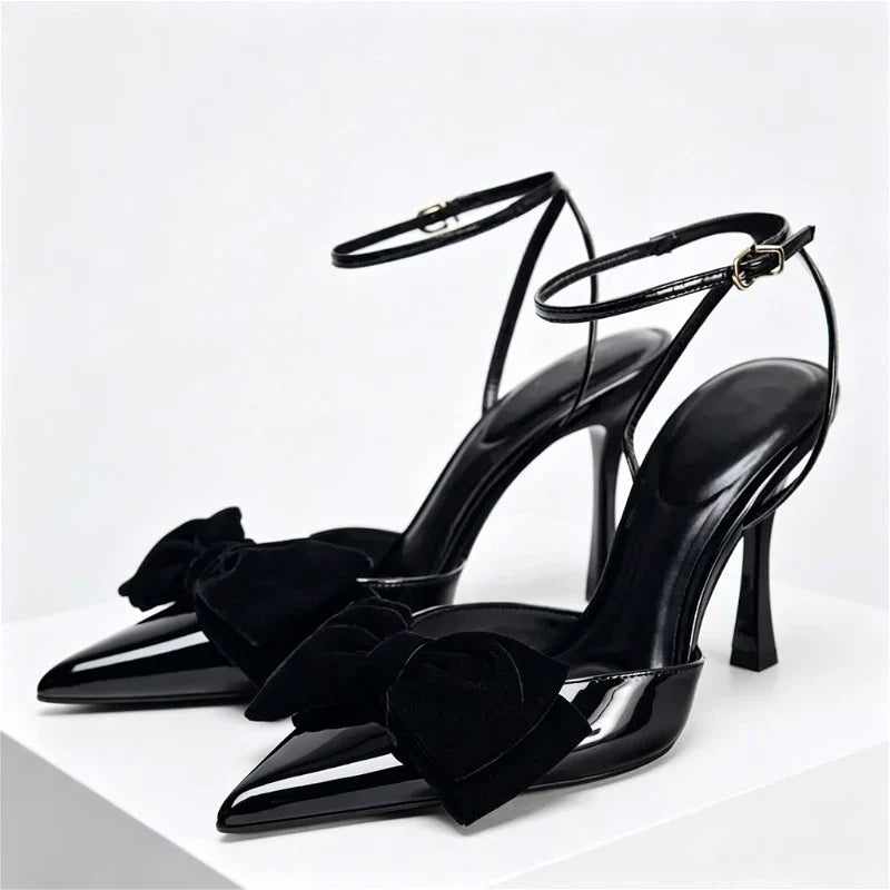 Elegant Bow Designer Black High Heel