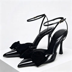 Elegant Bow Designer Black High Heel