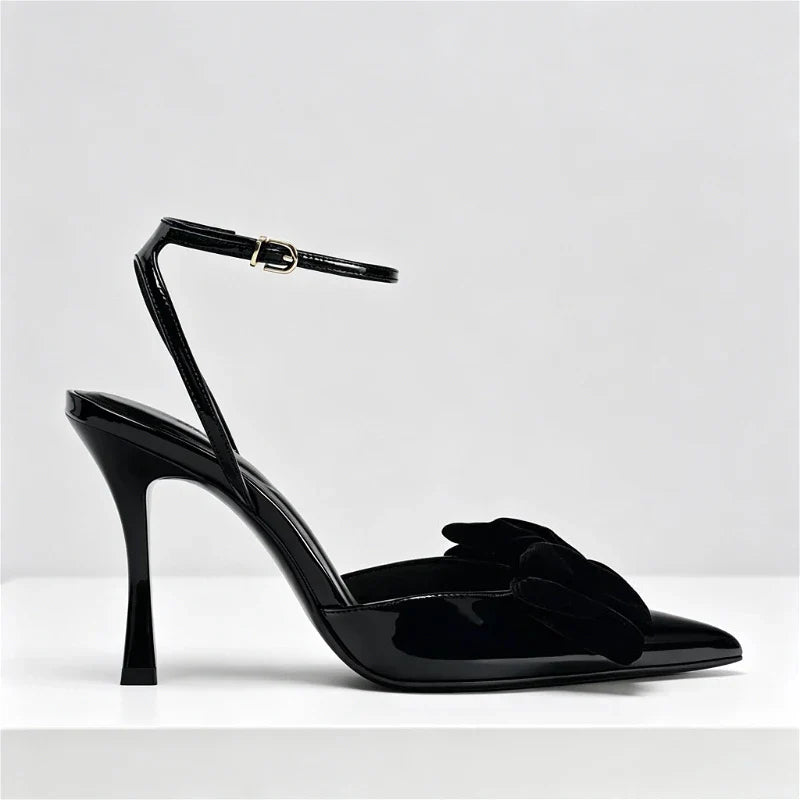 Elegant Bow Designer Black High Heel