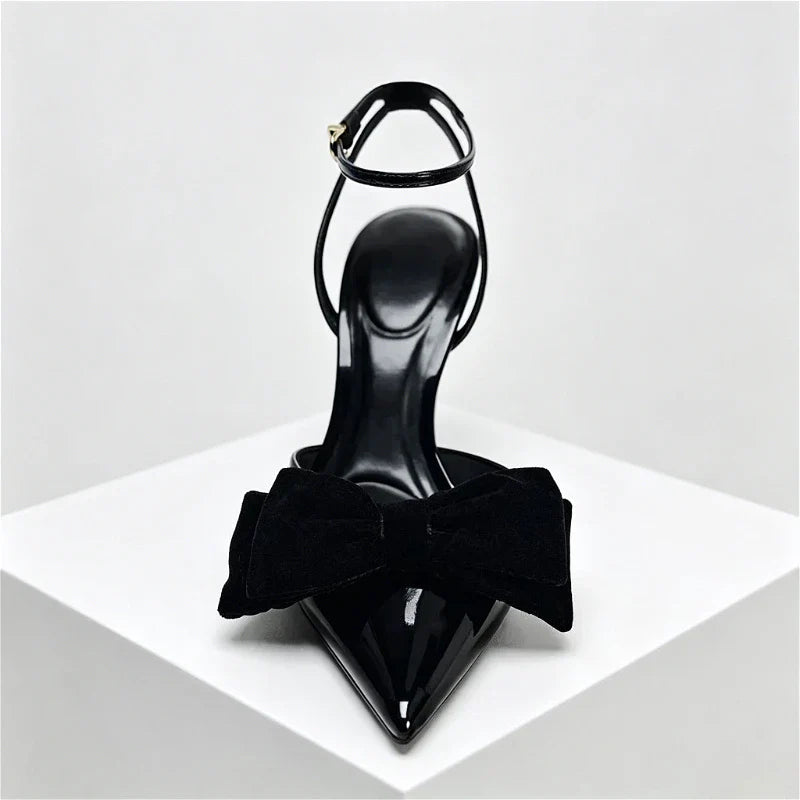 Elegant Bow Designer Black High Heel