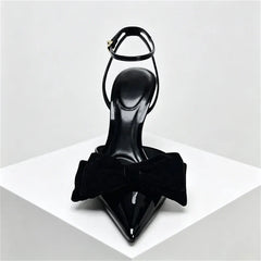 Elegant Bow Designer Black High Heel