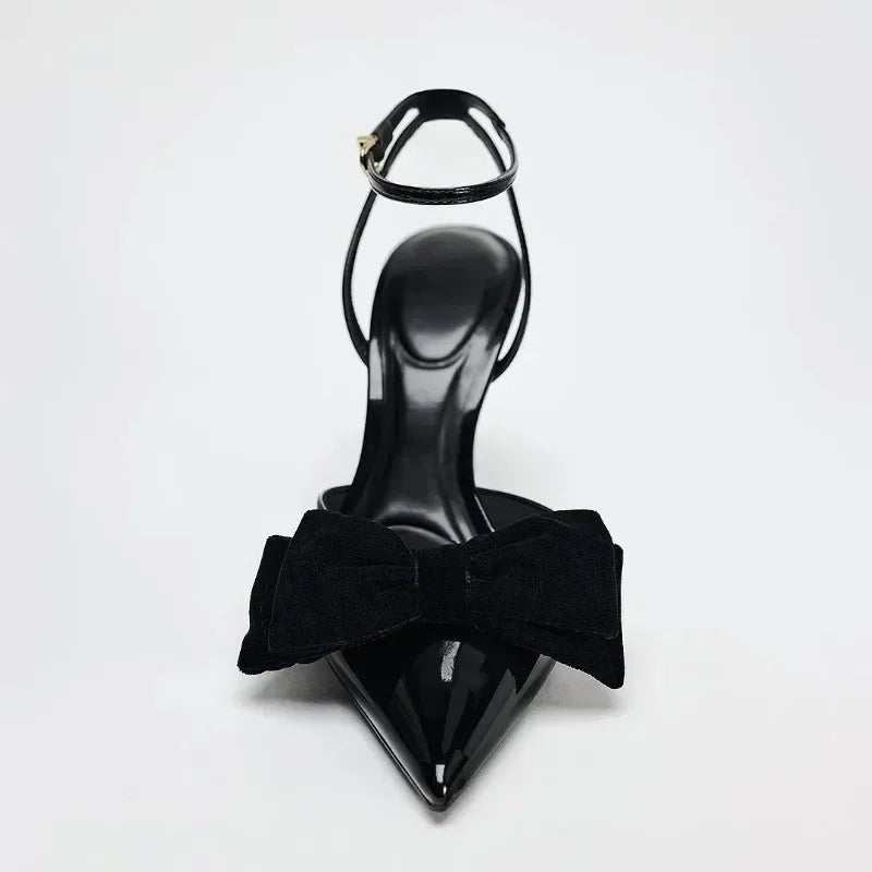 Elegant Bow Designer Black High Heel