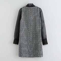 Elegant Bow Tie Collar Patchwork Daily Casual Mini Dress
