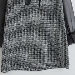 Elegant Bow Tie Collar Patchwork Daily Casual Mini Dress