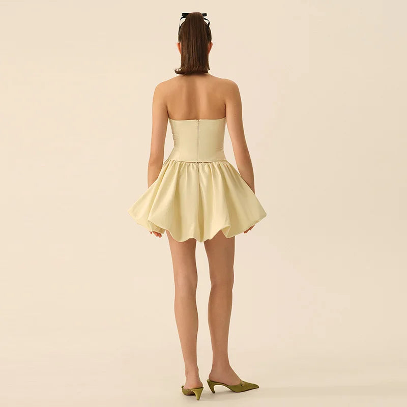 Elegant Bud Full Sleeve Laple Single Breasted Jacket High Waist Mini Skirts Suit