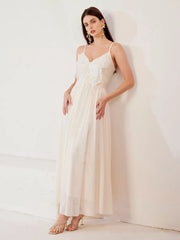 Elegant Butterfly Spaghetti Straps Flowy Sleeveless Maxi Dress