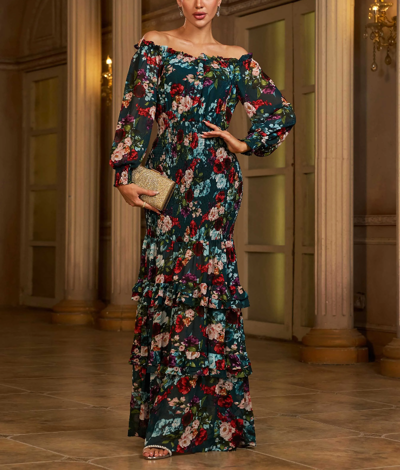 Elegant Casual Vacation Evening Gown Floral Party Beautiful Maxi Dress