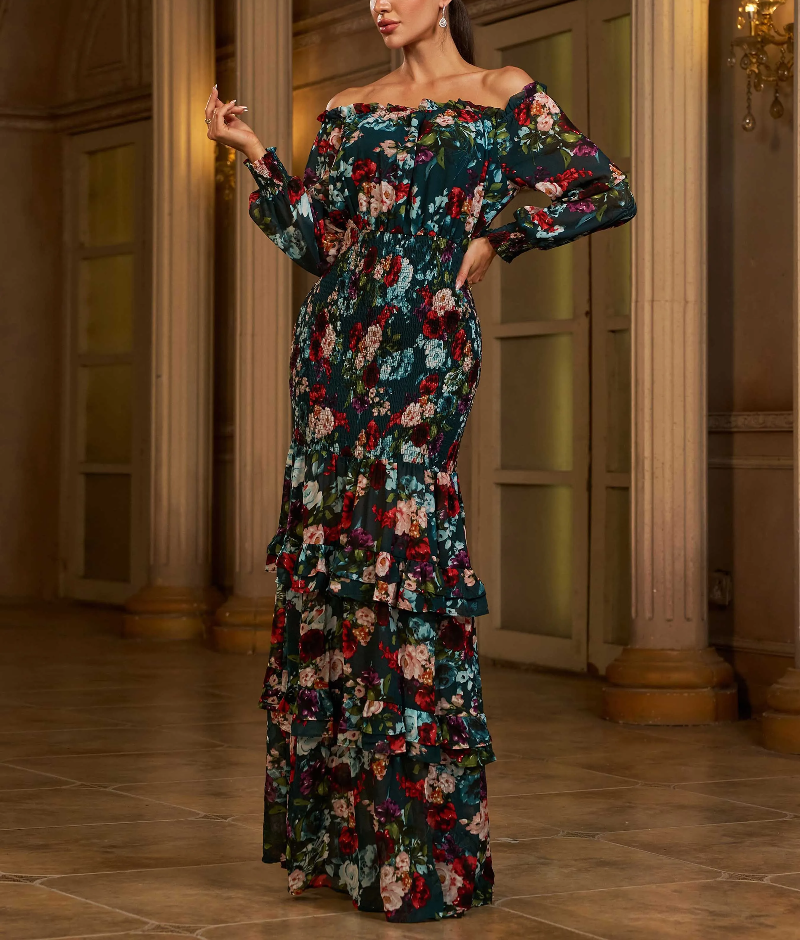 Elegant Casual Vacation Evening Gown Floral Party Beautiful Maxi Dress