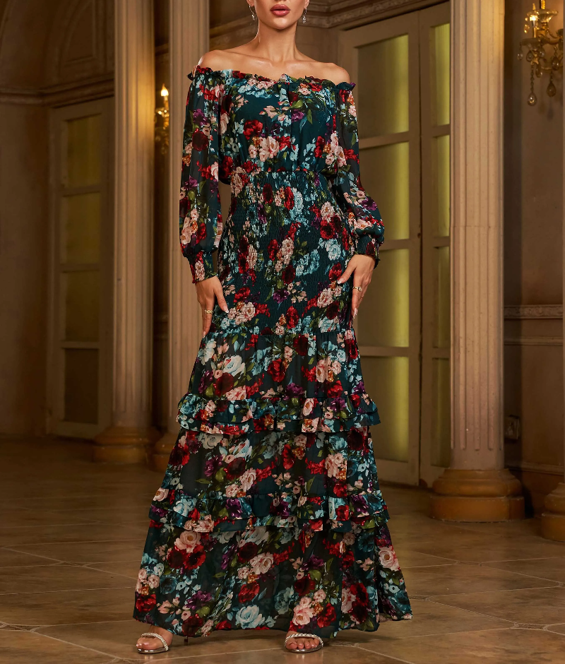 Elegant Casual Vacation Evening Gown Floral Party Beautiful Maxi Dress