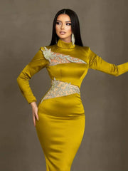Elegant Charming A-line Applique Long Sleeve Prom Floor-length Maxi Dress