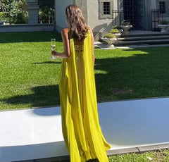 Elegant Chest Wrapping Sleeveless Strapless Ribbon Pleated Maxi Dress