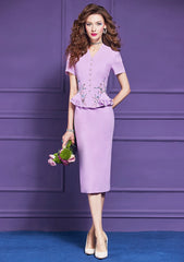 Elegant Chic Short Sleeve Ruffles Patchwork Beading Party Knee Length Dress