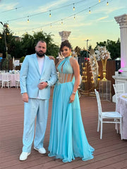 Elegant Chiffon A-line Floor Length Party Prom Bridal Maxi Dress