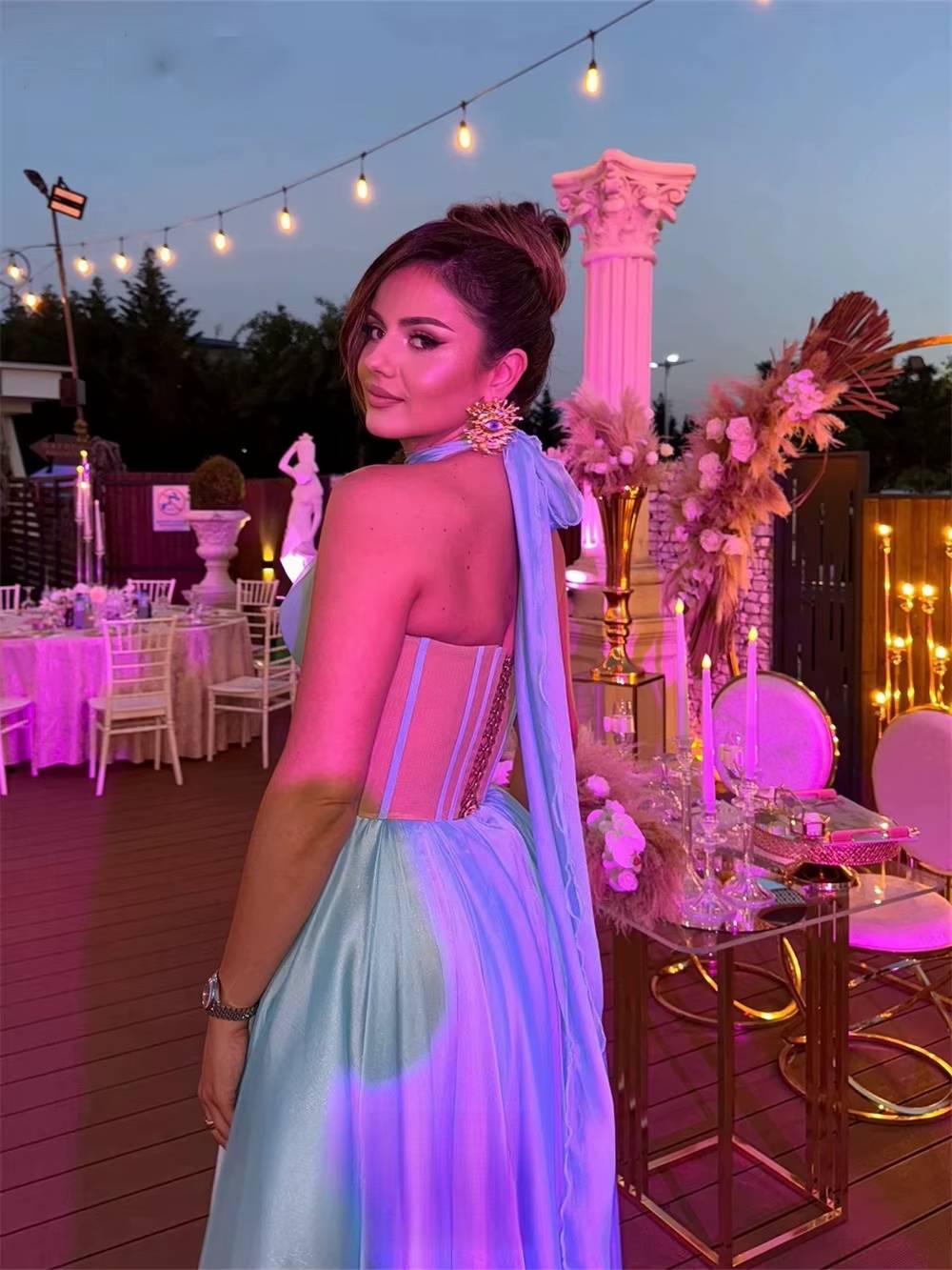 Elegant Chiffon A-line Floor Length Party Prom Bridal Maxi Dress