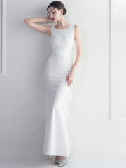 Elegant Chiffon Backless Rhinestone Wedding Prom Long Maxi Dress
