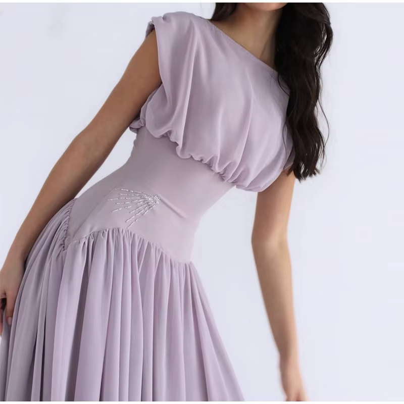 Elegant Chiffon O Neck Cap Sleeves Long Party A-Line Dresses Gowns