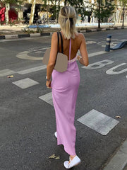 Elegant Classic Backless Loose Halter Sleeveless Ankle Length Maxi Dress