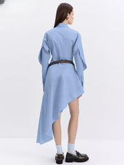 Elegant Classic Irregular Casual Lapel Long Sleeve Midi Dresses