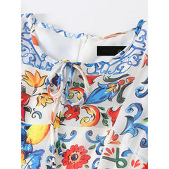 Elegant Classic lemon Painted Pottery Print Maxi Dress