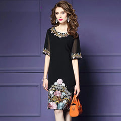 Elegant Cocktail Embroidery Vintage Dress