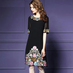 Elegant Cocktail Embroidery Vintage Dress