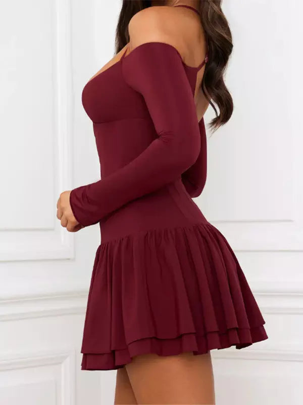 Elegant Corset & Halter Neck Ruffled Birthday Party Mini Dress