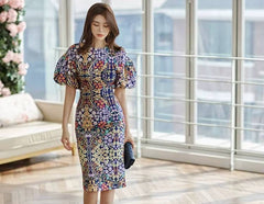 Elegant Cropped Top And High Waist Sheath Pencil Bodycon Skirts 2 Pieces Set