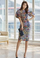 Elegant Cropped Top And High Waist Sheath Pencil Bodycon Skirts 2 Pieces Set