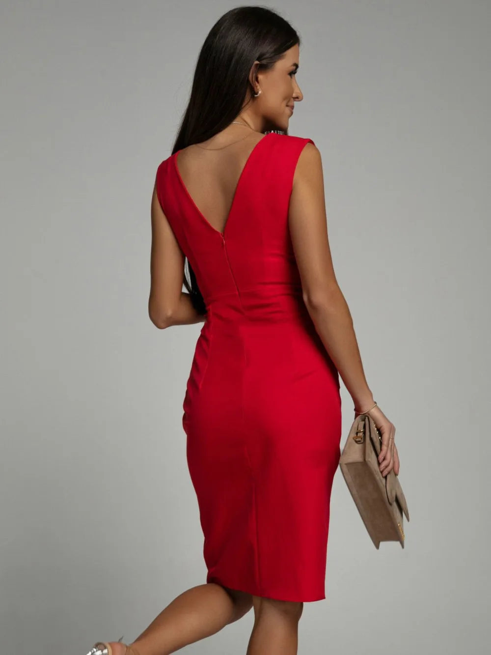 Elegant Cross border Long Skirt V-neck Sleeveless Split High Waist Midi Dress