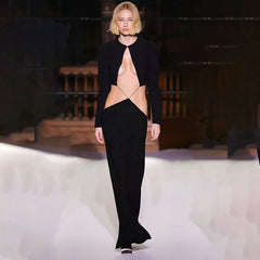 Elegant Cut Out Long Sleeve Maxi Dress Bandage Party Club Outfits