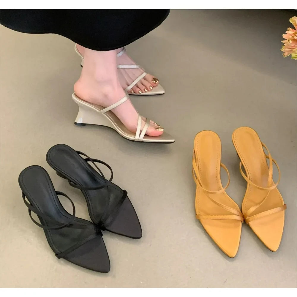 Elegant Design Slippers Wedges Sandals High Heel