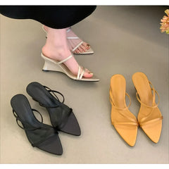 Elegant Design Slippers Wedges Sandals High Heel