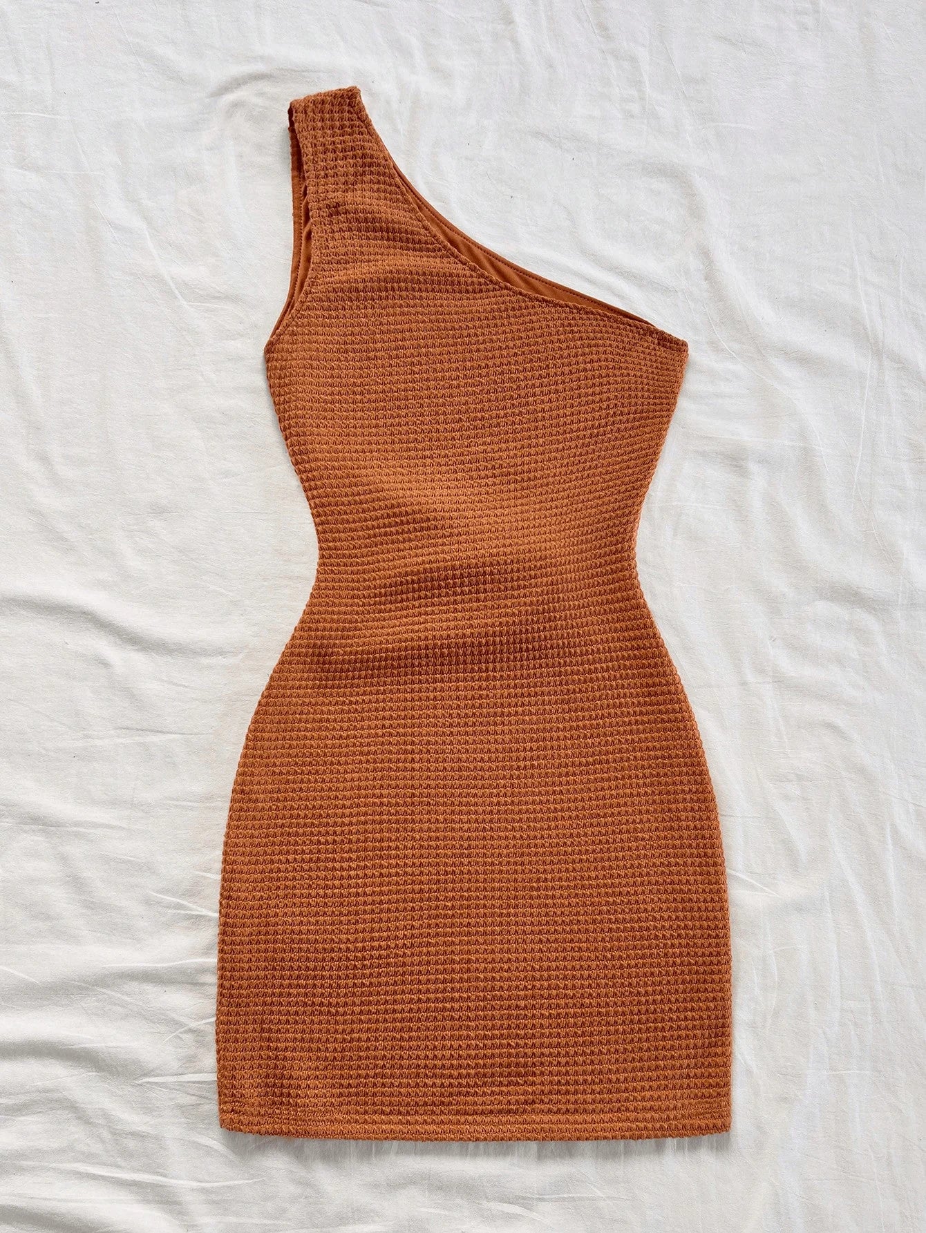 Elegant Diagonal Collar Off-the Shoulder Hollowed-Out Metal Buckle Mini Dress