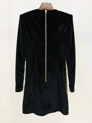 Elegant Diamonds Beaded Designer Long Sleeve Stunning Sequined Mini Dress