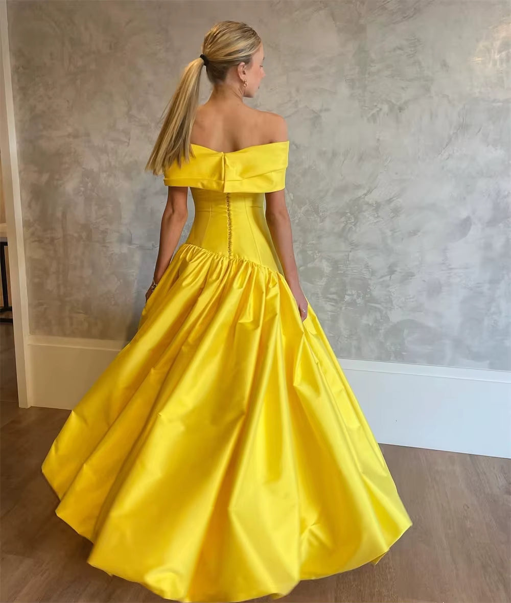 Elegant Draped Off Shoulder A-Line Asymmetrical Party Prom Side High Split Maxi Dress