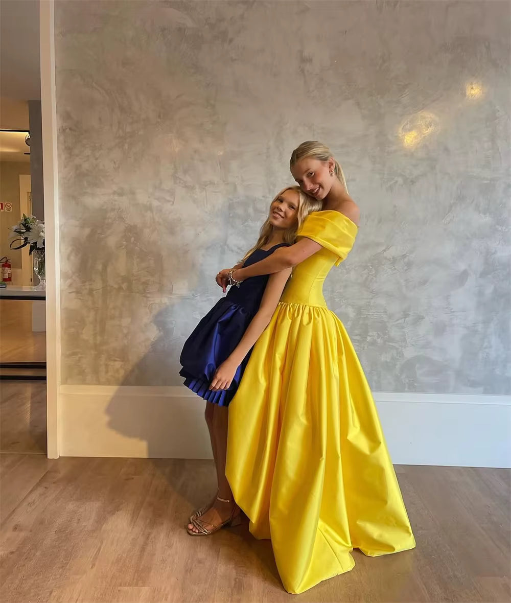Elegant Draped Off Shoulder A-Line Asymmetrical Party Prom Side High Split Maxi Dress