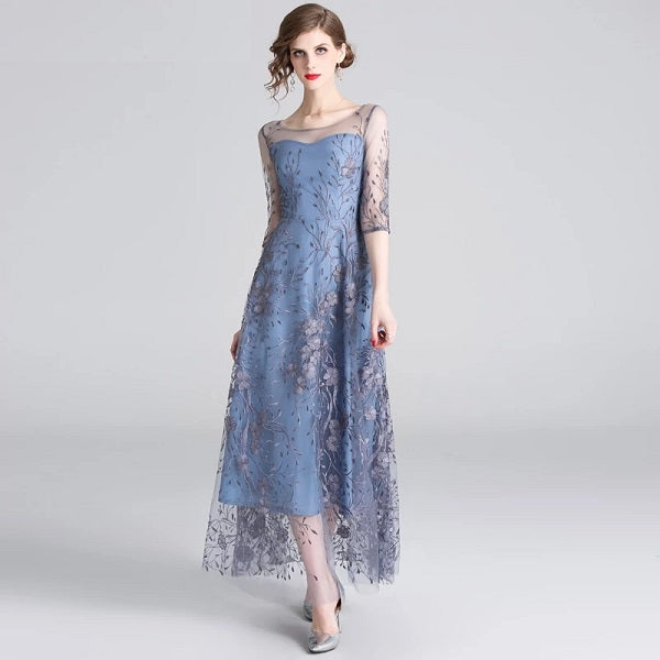 Elegant Embroidery Mesh High Quality Party Dress