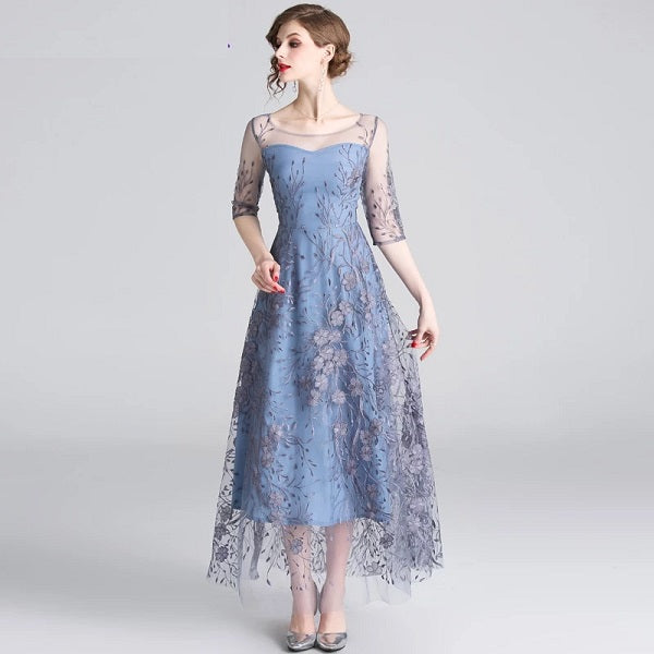 Elegant Embroidery Mesh High Quality Party Dress