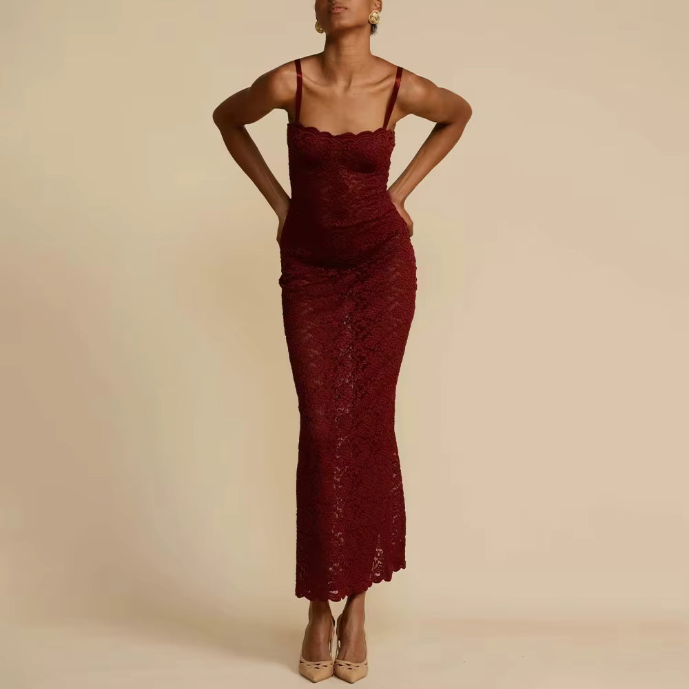 Elegant Eyelet Embroidery Sleeveless Off Shoulder Cami Dresses