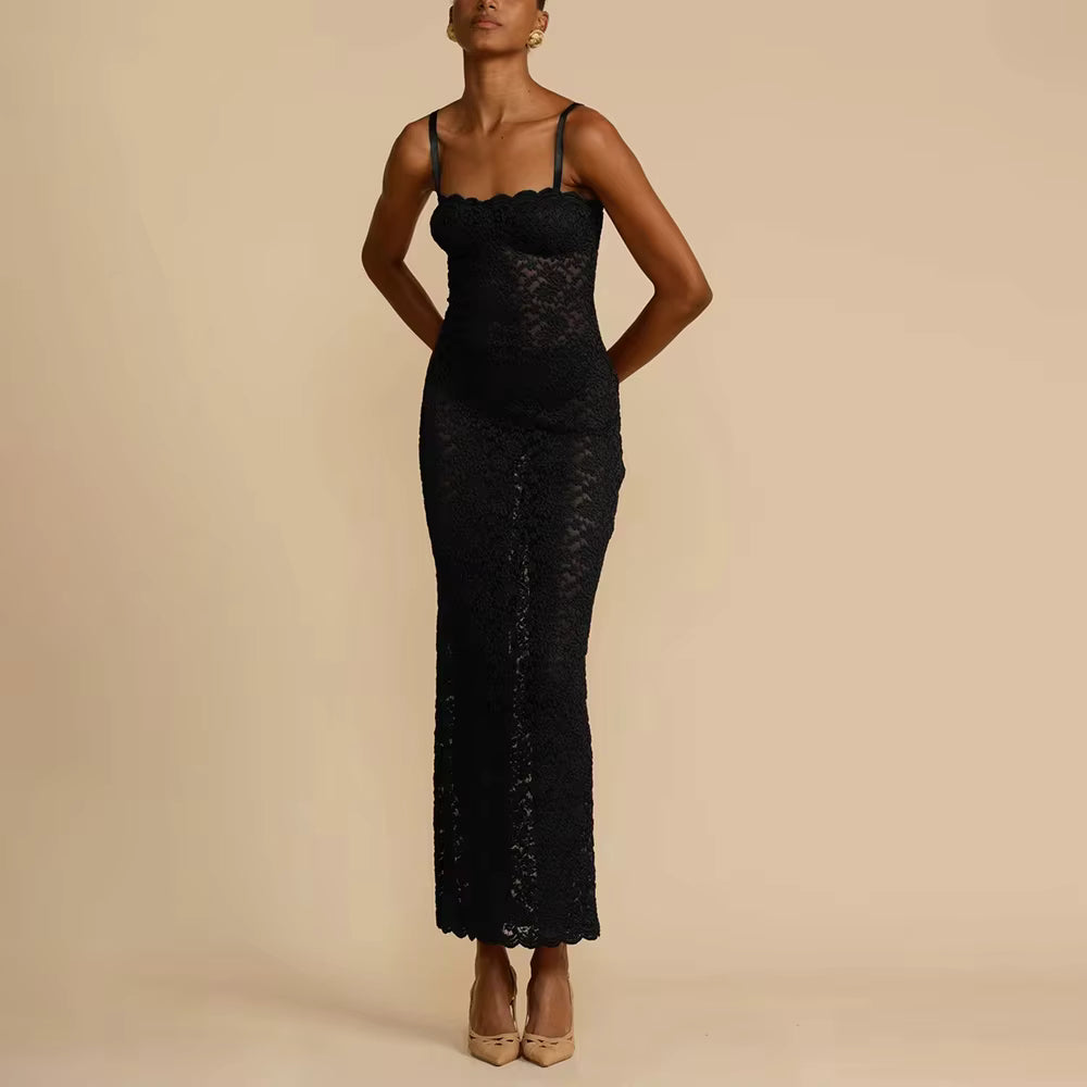 Elegant Eyelet Embroidery Sleeveless Off Shoulder Cami Dresses