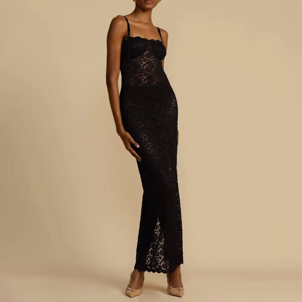 Elegant Eyelet Embroidery Sleeveless Off Shoulder Cami Dresses