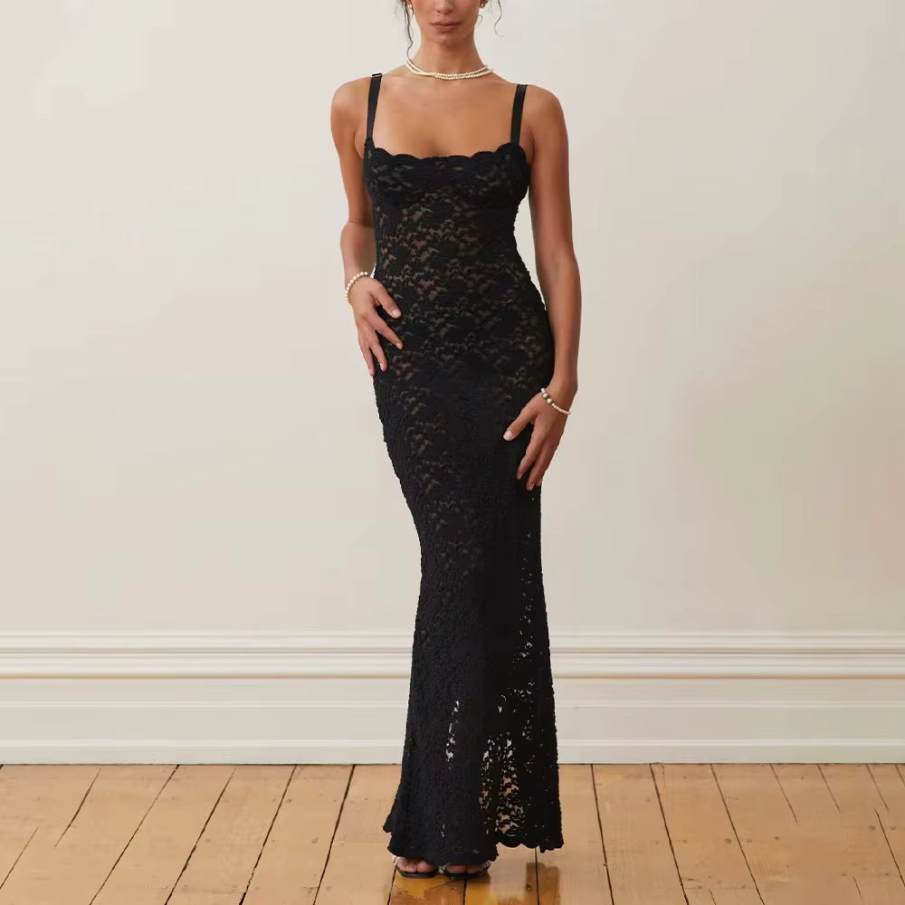 Elegant Eyelet Embroidery Sleeveless Off Shoulder Cami Dresses