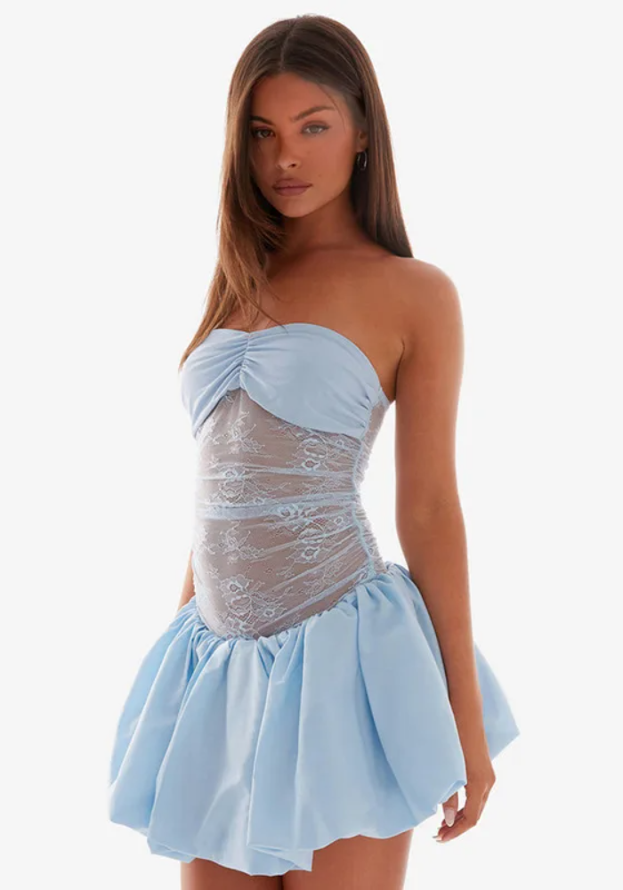 Elegant  A-Line Tube Strapless Bud High Waisted Skinny Mini Dress