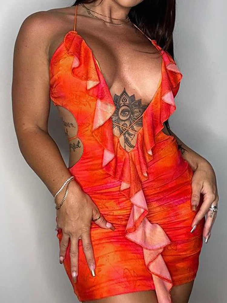 Casual Backless Hollow Out Bodycon Sleeveless Mini Dress