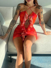 Casual Backless Hollow Out Bodycon Sleeveless Mini Dress