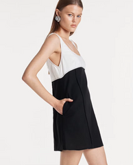 Elegant Classic Patchwork Loose Square Collar Sleeveless Mini Dresses